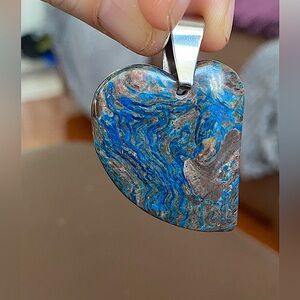 Agate Dyed Blue Pendant Necklace